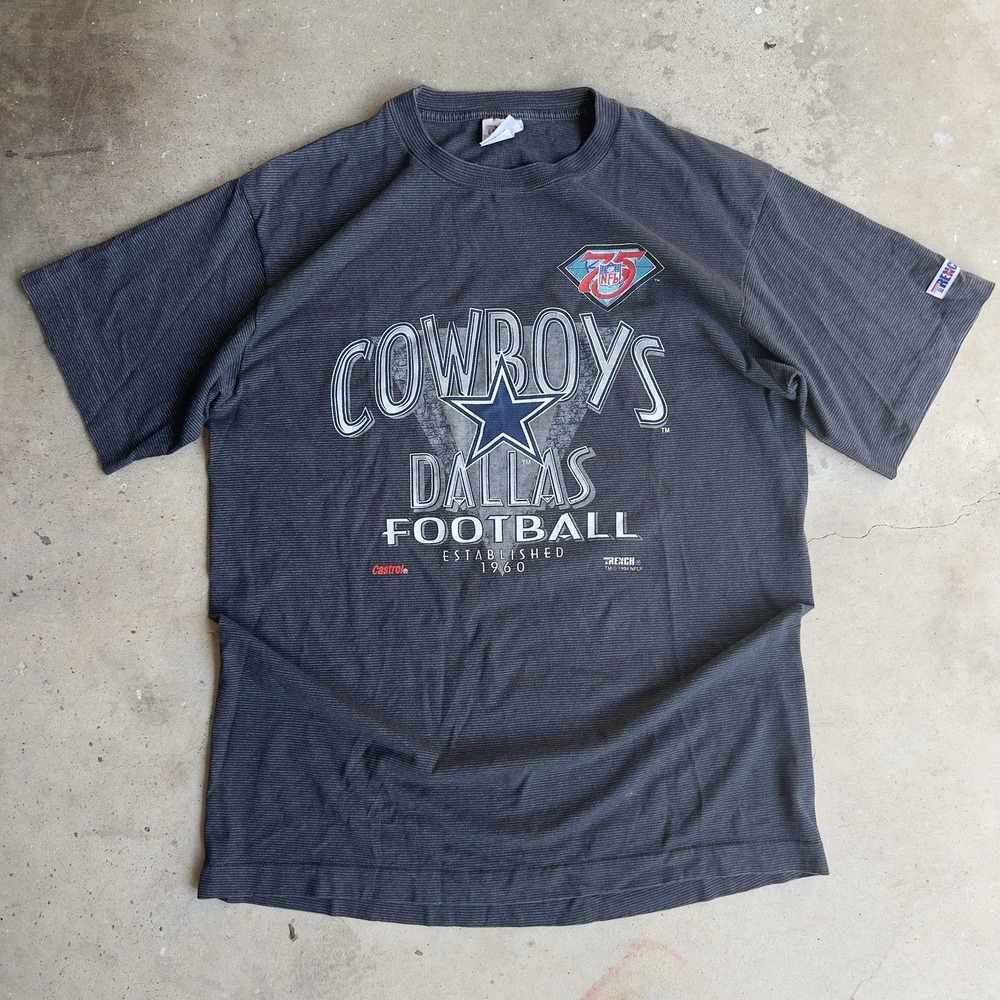 Vintage 1994 Dallas Cowboys Trench USA NFL 75th Anniversary Castrol T-Shirt XL